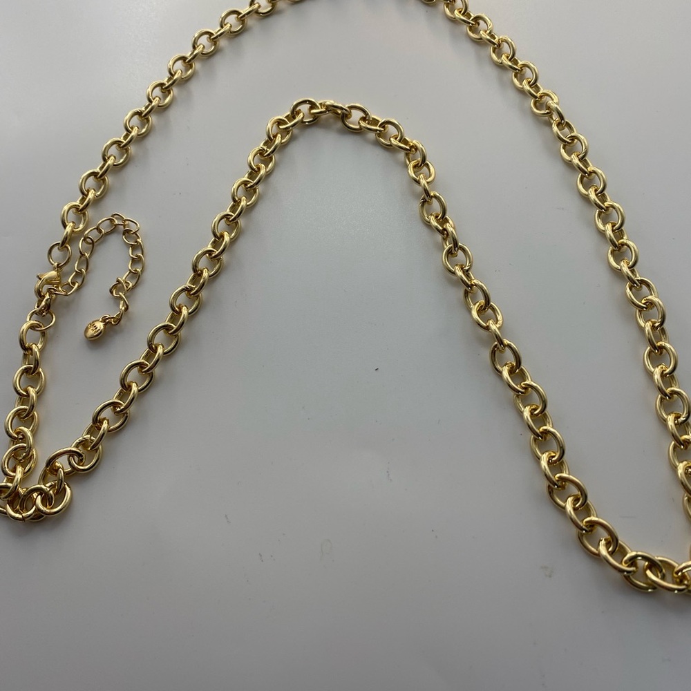 RMN Elegant Gold Tone Rololink Chain Necklace Lobster Clasp - Picture 5 of 8